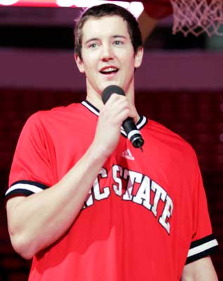 Junior Andrew Brackman speaks in the RBC Center October 29, 2005. Brackman released a statement Tuesday saying he will not basketball during the upcoming season