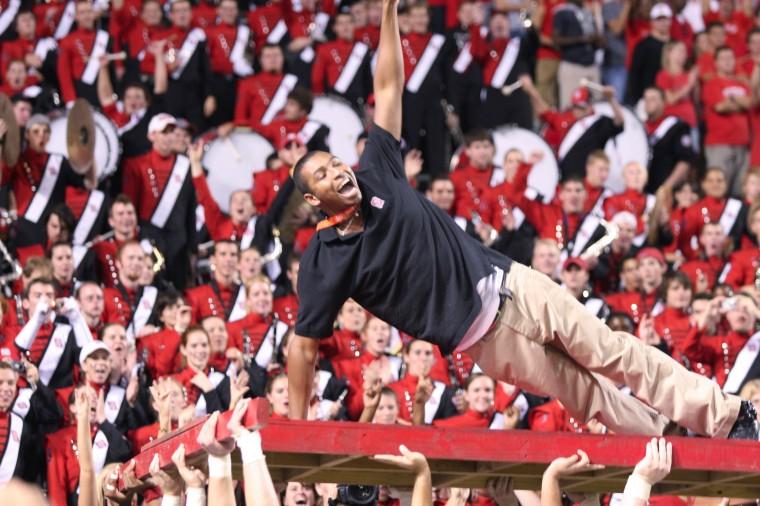 Olympians Jones, Velez honored at football game