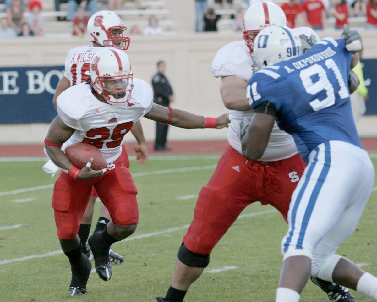 Tailback Jamelle Eugene carries the ball against the Blue Devils on Nov. 8.
