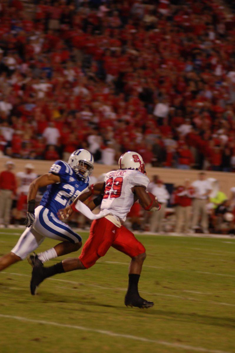 Running back Jamelle Eugene ran for 92 yards on 11 carries in Saturday's win against Duke. --Photo by Luis Zepata