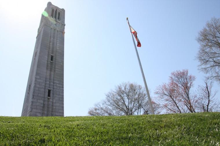 The original design of the Memorial Bell Tower included a 54 bell carillon inside. Photo by David Mabe.