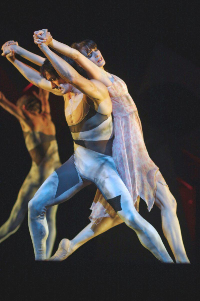 Junior in fashion and textile management Lara O'Brien dances in the dress rehersal for "Picasso" with fellow company member Oliver Beres. O'Brien is a soloist in "Guernica." The performance was put on by the Carolina Ballet on Oct. 15th in the Fletcher Opera Theater. The performance will run until Nov. 1, 2009. Photo by Ryann Pasquale
