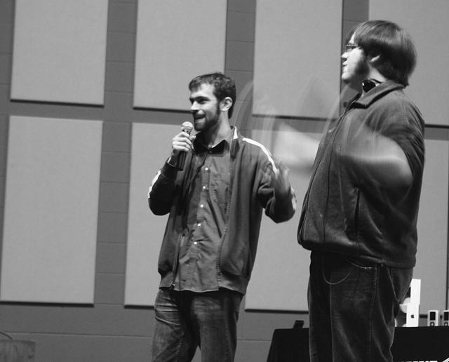 Josh Fairhurst and Robert Prince, seniors in computer science, receive their award for best picture Photo by Matthias Welsh