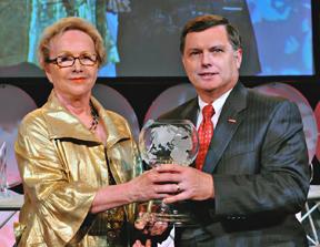 Charles Leffler, vice chancellor for finance and business, accepts Sustainable Business Award from the Greater Raleigh Chamber of Commerce on May 4.