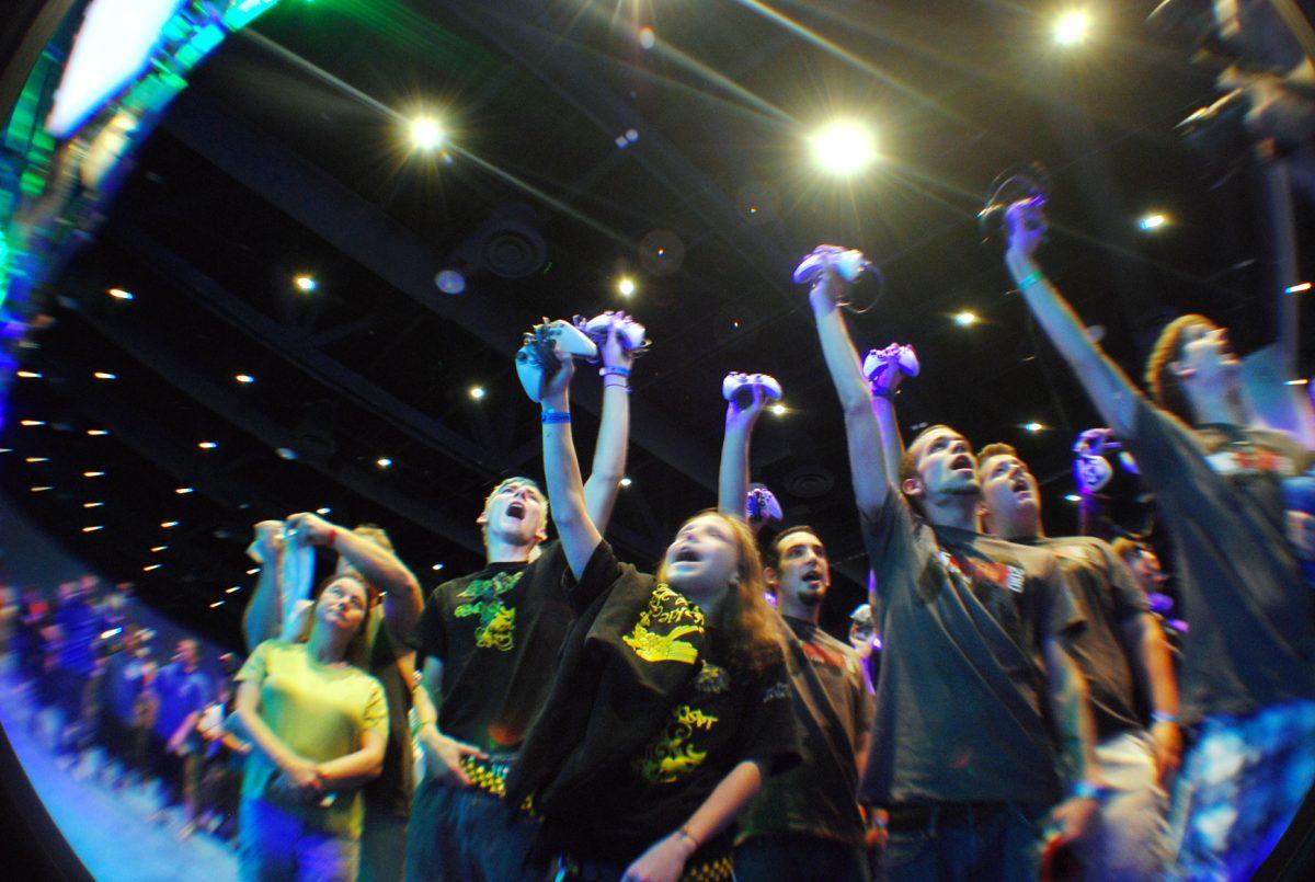 On Friday, Raleigh kicked off the 50th Major League Gaming event in history. Competitors and spectators alike held up their controllers for the count down to the start. Photo by Sarah Tudor.