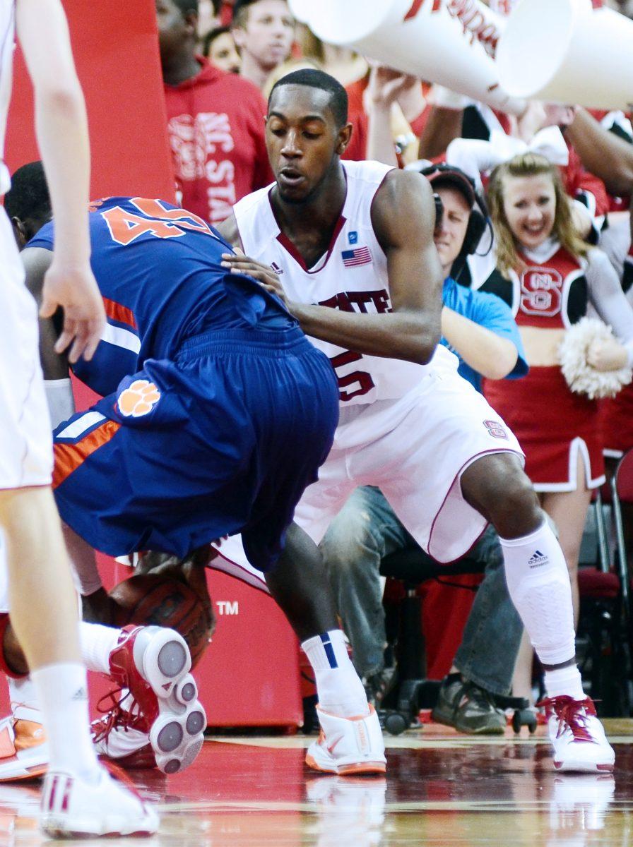 Freshman C.J. Leslie attempts a steal against Clemson Thursday night. Leslie finished with 18 points and 10 rebounds, helping the Wolfpack (14-11 overall, 4-7 ACC) to a 69-61 victory over Clemson, the team's second straight conference win.