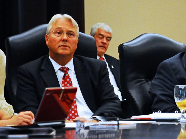 Chancellor Randy Woodson listens during the Board of Trustees meeting Wednesday, July 13. Woodson has tasked each of the colleges within the University with finding ways to cut costs. The University is facing a 15 percent budget cut to its state funding. Photo by Brent Kitchen