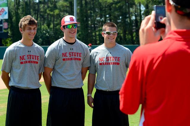 Freshman infielder Trea Turner, pitcher Carlos Rodon and catcher Brett Austin pose for a picture on Dail Field Aug. 16, 2011. The three elected to remain with the Pack instead of going pro. Photo by Alex Sanchez.