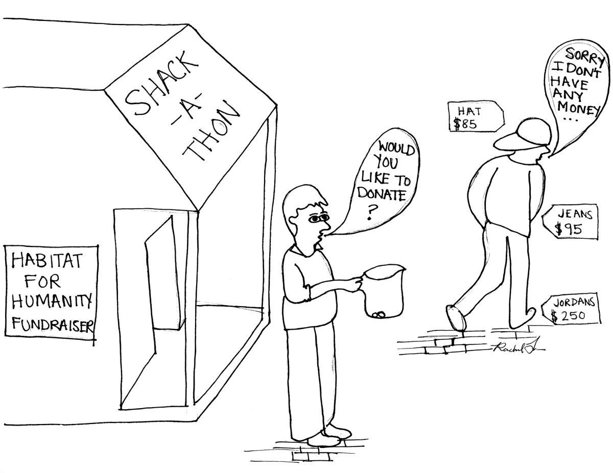 Donating money for a cause is priceless. Cartoon by