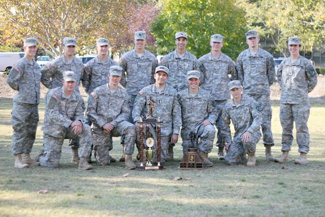 Army ROTC Ranger Challenge Team poses for a photograph in Harris Field on Wednesday October 26 2011. The team won the Ranger Challenge Competition on Saturday October 22 for the first time in N.C. State's history. Photo by Tyler Andrews