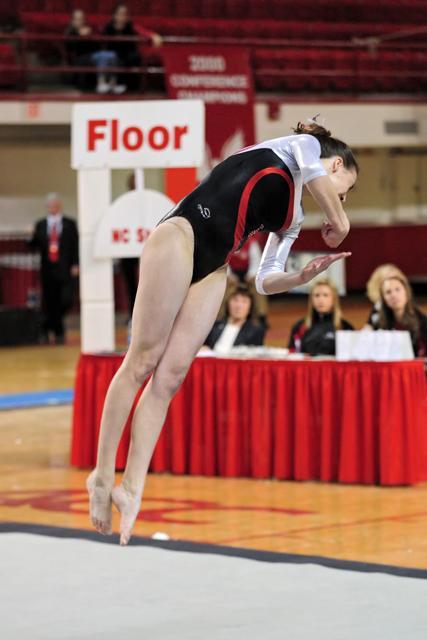 NCSU Gymnastics competes in a floor event on Jan. 21 2011.