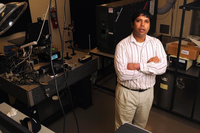 Dr. Roger Narayan recently published a paper on his work in bio-sensing microneedles, and their applications in the medical field. his research team has been experimenting with various structures that allow minute chemical changes to be measured in the human body. Photo by Jordan Moore