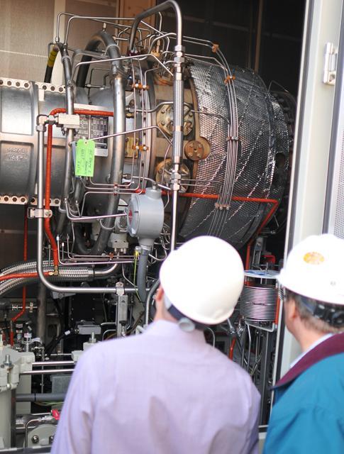 The Cates Utility Plant renovation installed two 5.5 megawatt combustion turbines Thursday, Dec. 15, 2011. The generators work more efficiently than regular generators because they use the waste heat from the combustion reaction to heat steam, yielding more power. Photo by Jordan Moore