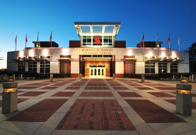 Wendell H. Murphy Center, located next to Carter Finley Stadium, is the home of athletic training and sports medicine for the NCSU football program. Photo by Charlie Harless.