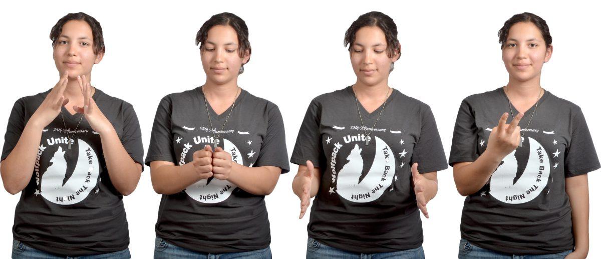 Speaking without a voice, signed out by Alzebeth Roman. Photos by Alex Sanchez