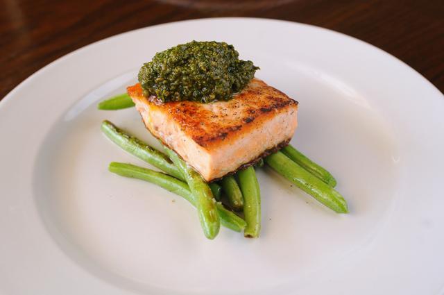 The chefs at Taste use few, but high quality ingredients in their dishes. This pan-seared salmon is one of their best selling dishes, and costs $9.50. Photo by Jordan Moore