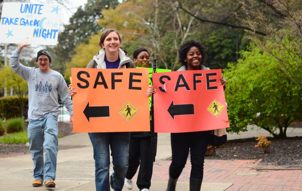Students march to take back the night.