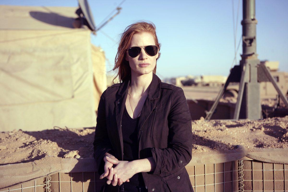 Stationed in a covert base overseas, Jessica Chastain plays a member of the elite team of spies and military operatives who secretly devoted themselves to finding Osama Bin Laden in Columbia Pictures' electrifying new thriller directed by Kathryn Bigelow, Zero Dark Thirty.