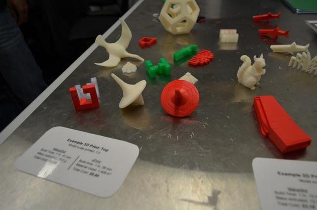 Various examples of what can be made through 3D printing are on display in the makerspace room in Hunt Library Monday, Jan. 7.&#160;