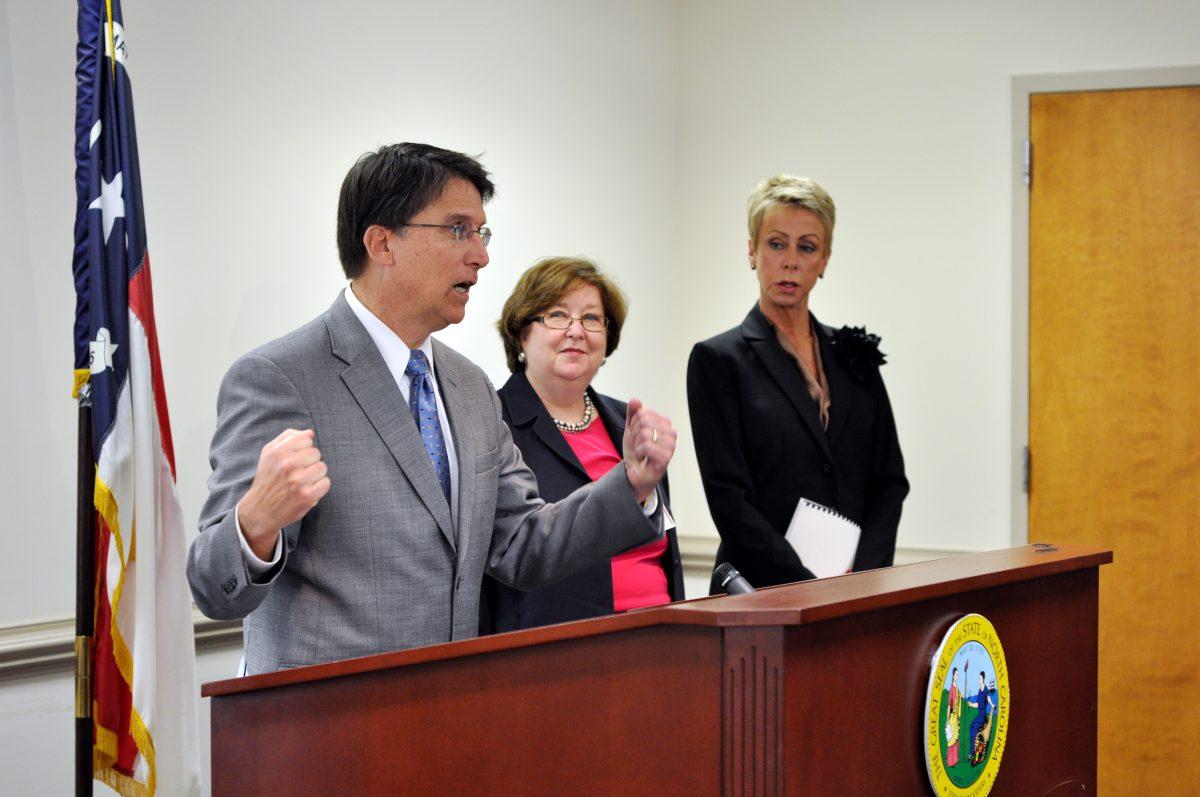 Gov. Pat McCrory answers questions during a press conference Thursday morning.&#160;