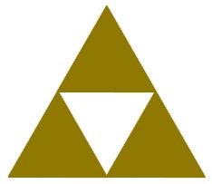 How many shapes would you use to create the image above? This mock-triforce can be created with three main shapes: a blank background, a large triangle, and a smaler triangle as an overlay.&#160;