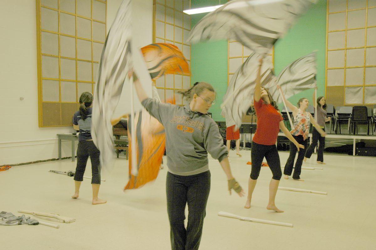 The NCSU Winterguard practices their routine to the song "Skyfall" by Adele Thursday, 21 March 2013.&#160;