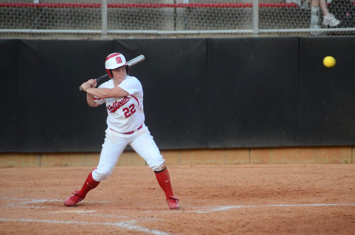 Junior outfielder Bethaney Wells prepares to swing at a pitch during the second game of a double header against UNCG at Curtis and Jacqueline Dail field March 23, 2011. State won the game 9-0 in five innings. Photo by Alex Sanchez.