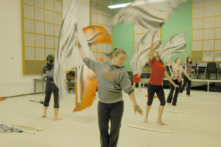 The NCSU Winterguard practices their routine to the song "Skyfall" by Adele Thursday, 21 March 2013.&#160;