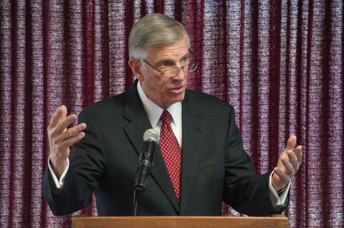 Tom Ross, president of the UNC System, the administration that manages the public universities in North Carolina, speaks in the Walnut Room in Talley Student Center April 2, 2013. Ross spoke about the Board of Governor's Strategic Plan and implications of proposed budget cuts.&#160;