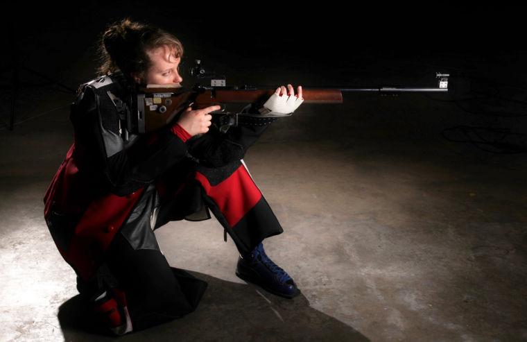 Madeline Pike, junior on the N.C. State rifle team. Pike competes in smallbore and air rifle, and became the fourth Woolfpack shooter to win the SEARC individual title in March, 2013.