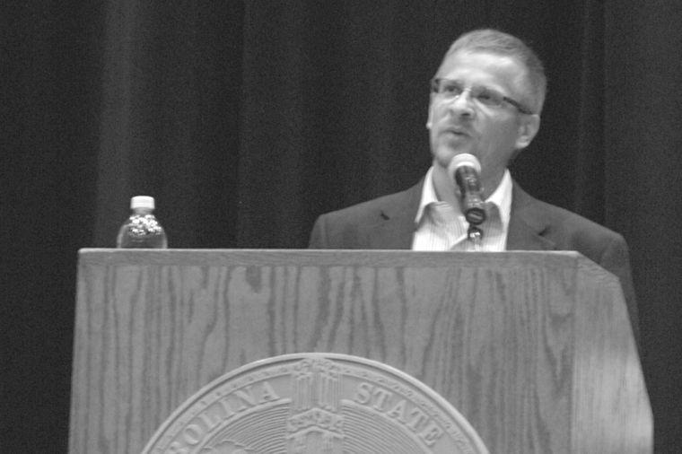 Professor Norman Wirzba from the Duke Divinity School speaks at the Veritas Forum, Saturday 13 April, 2013. "Food is God's love made delectable." Wirzba explains the importance of food in the Bible. Photo by Karin Eriksson