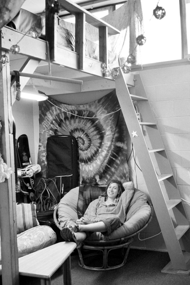 Senior in plant piology Allison Durham lives in a tiny apartment attached to the N.C. State greenhouses on Method Rd. Her apartment has one room and a bathroom. The main room is comprised of a lofted bed with a living space underneath, a desk and a small kitchen. Durham doesn't mind living in such a small space because it is adjacent to the 22 greenhouses she takes care of. Her only complaint is that her oven is so small she can't fit a pizza pan inside it.&#160;