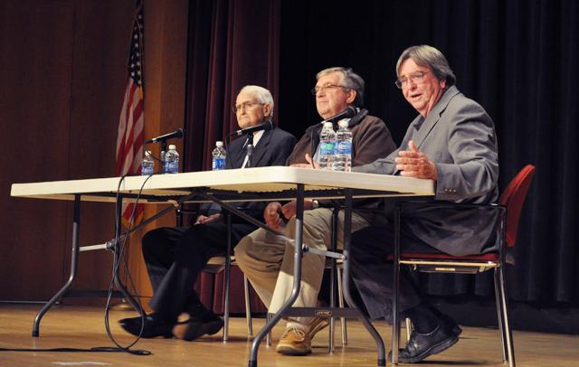 At the conclusion of the premiere of Core.Sounders, a documentary directed by Neal Hutcheson and produced by Walt Wolfram, a discussion panel addressed issues faced in the fisheries community of North Carolina. Representing fisherman from the Core Sound area, Milton Styron, Buster Salter, and Jonathan Robinson fielded questions about the troubles faced by their small-scale commercial fishing operations.