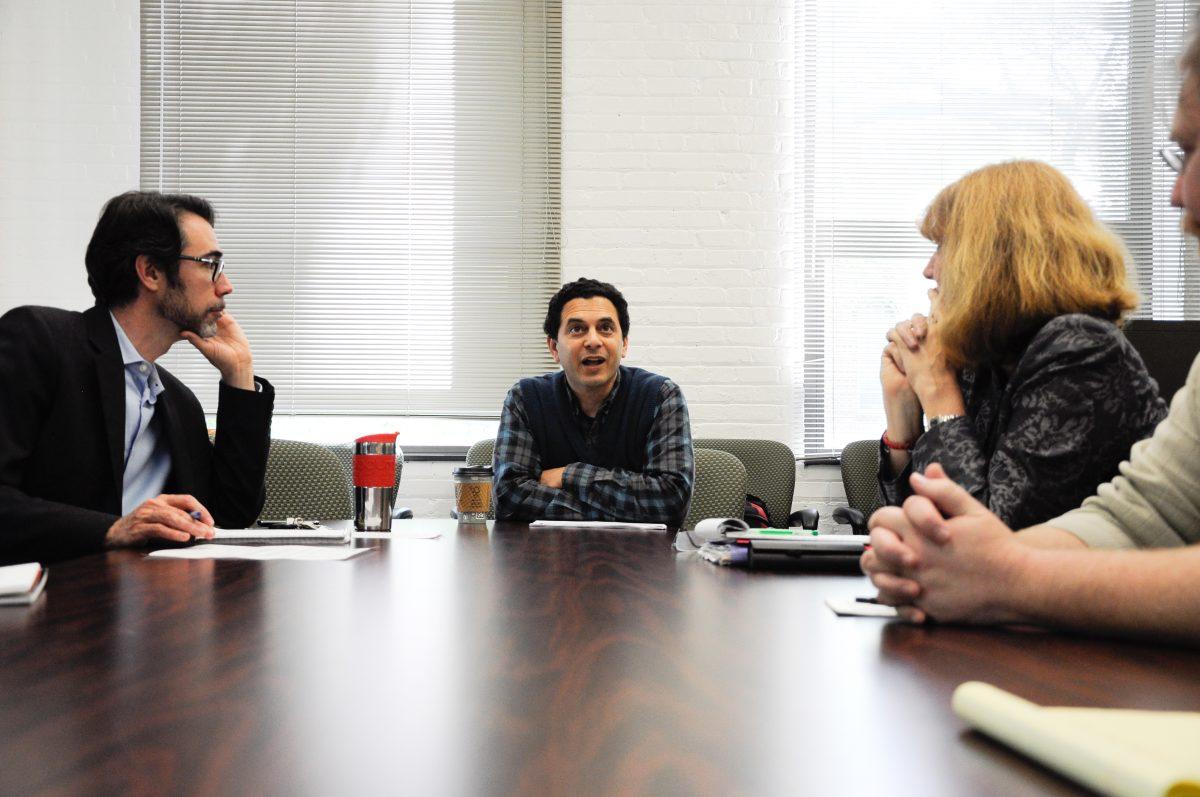 Scott Saul, an associate professor of English at UC Berkeley speaks on his upcoming biography of Richard Pryor, titled "Becoming Richard Pryor" April 22, 2013 in Tompkins Hall. Saul spoke on Pryor's past and how it influenced his comedy style. Photo by Chris Rupert.