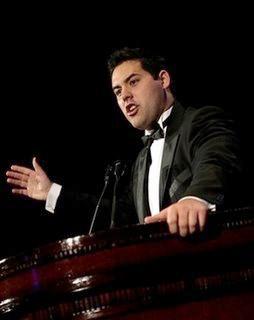 Yon Goicoechea speaks before accepting the Milton Friedman Prize for Advancing Liberty at the Waldorf-Astoria in New York, Thursday, May 15, 2008. Goicoechea received the award for leading a student movement against Hugo Chavez' regime in Venezuela. (AP Photo/Seth Wenig)