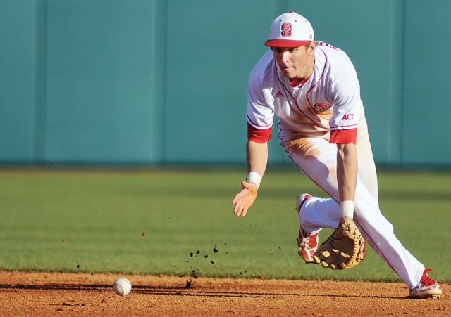 Sophomore shortstop Trea Turner catches a ground ball against Villanova Thursday, Feb. 21, 2013. Turner went 2-for-3 with 1 earned run in the Wolfpack's 14-3 win against the Wildcats at Doak Field at Dail Park. Photo by Ryan Parry.