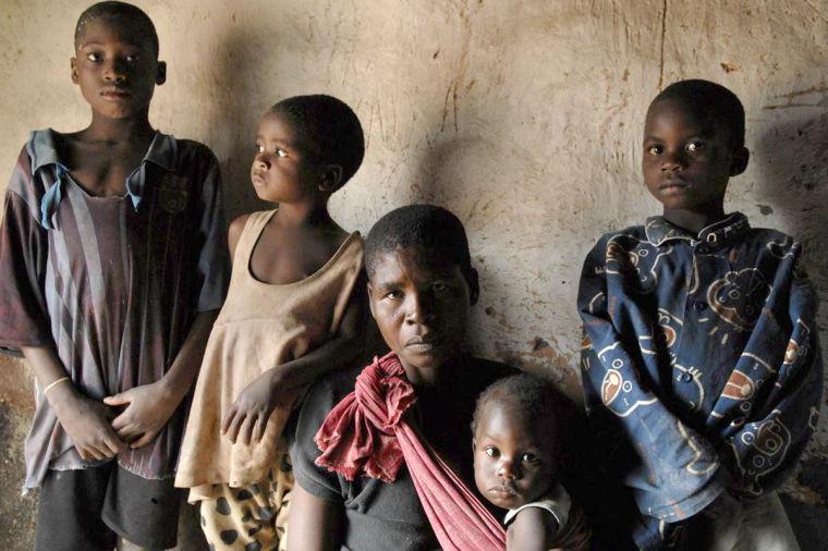 Zambian refugee mother and her four children shortly before they travel to the United States.