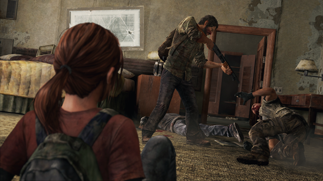 The main character Joel (middle) has a strong connection with Ellie (left) who reminds him of his daughter in The Last of Us.