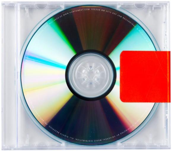 The "album artwork" for&#160;Yeezus. It is a clear jewel case with one piece of red tape.
