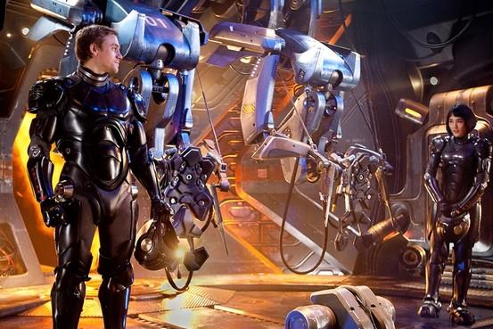 Charlie Hunnam (left) and Rinko Kikuchi (right) play Raleigh Becket and Mako Mori, respectively, in Pacific Rim.