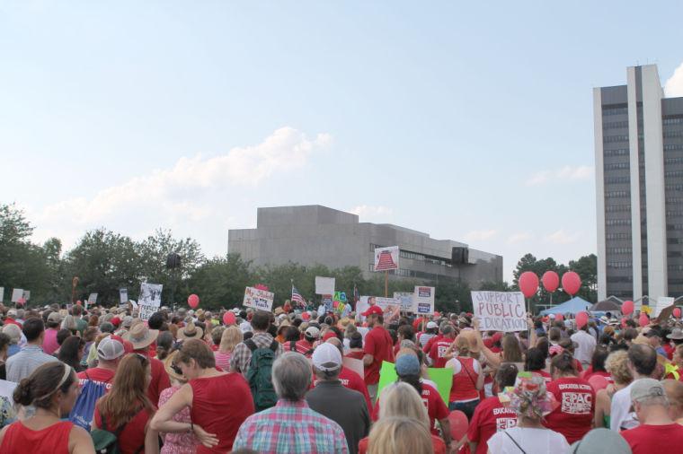 Moral Monday on July 29, 2013 had its largest turnout since the weekly protests began. Teachers were among the majority as recent budget cuts have eliminated pay raises.