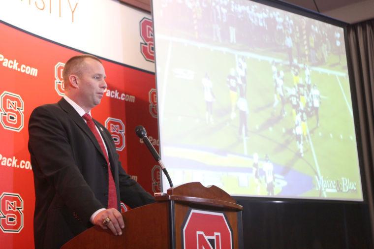 N.C. State head football coach Dave Doeren speaks during the signing day press conference on Wednesday Fed. 6, 2013 inside the Murphy Center. New recruits were introduced with a short highlight reel featuring key plays by the new players.&#160;