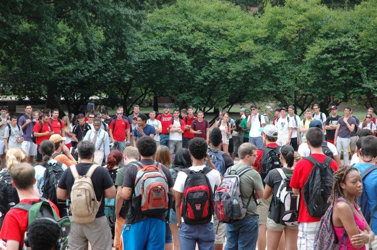 &#8220;You will be smoking in hell, but you won&#8217;t be smoking pot.&#8221; Brother Ross preached in the brickyard Thursday Aug. 29, 2013. A huge crowd gathered around Brother Ross to argue and listen. Many responded to his statements with booing or tried to counter his statements.&#160;