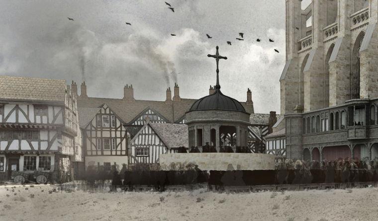 Professor John Wall&#8217;s recreation of St. Paul&#8217;s Cathedral circa 1622 where John Donne spoke.
