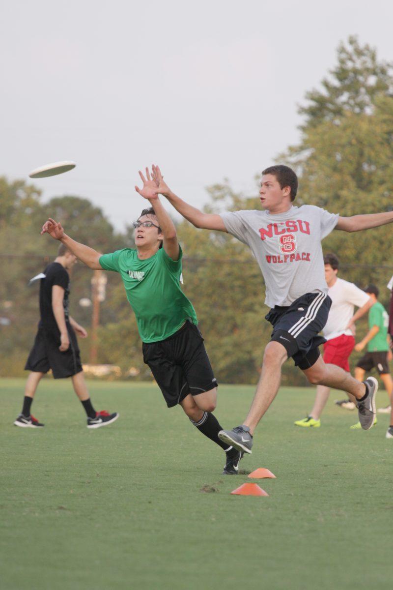 Students participate in tryouts for&#160; the 2013-2014 men&#8217;s ultimate club team at Method Fields&#160; on Tuesday Sept. 3, 2013. The first home game will be on Sept. 20, 2013 at the Method Fields. For further information, email ultimatemens-club@ncsu.edu.