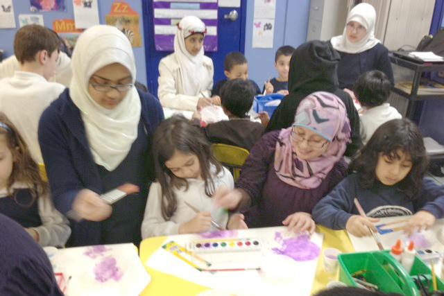 Al-Iman School is a private pre-K through eighth grade Islamic school. Here, the students can
participate in arts and crafts.