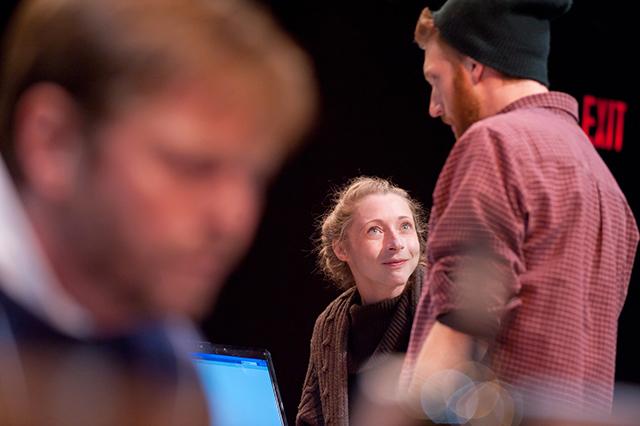Holden Hansen, Emile Blum and Chris Raddatz in the Burning Coal Theatre Company&#8217;s production of Richard Bean&#8217;s The Heretic,&#160;