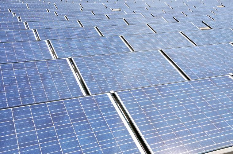 Solar field on the roof of the Keystone Science Center.