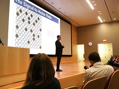 Audiences listed to famed speaker and statistician Nate Silver on Thursday. Silver covered the increasing importance of statistics in the business world.