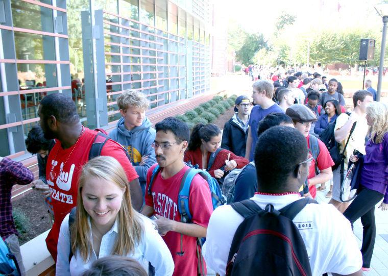 Hundreds of students waited in a line that went "out the door" of the newly reopened Talley Student Union. Phase I of Talley's renovation opened Wednesday, October 23, 2013 after numerous setbacks and delays.